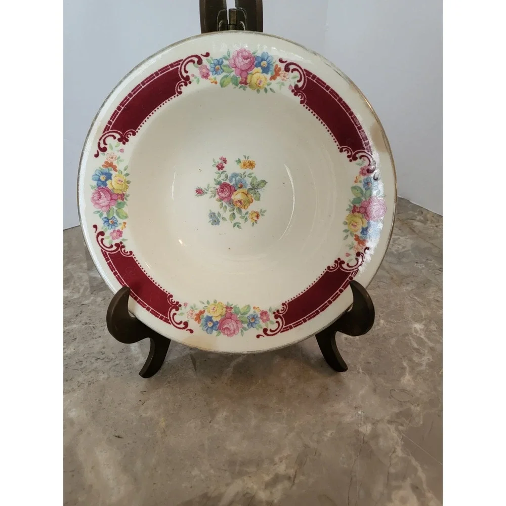 3x Vintage Homer Laughlin Fruit‎ Sherbert Dessert Bowl Rimmed Rose